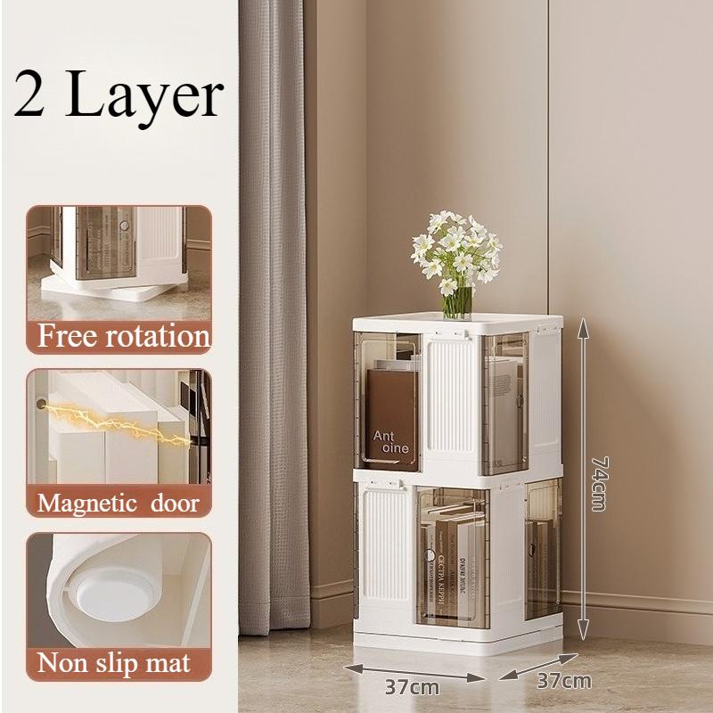 

Transparent Book Shelf Rotating Bookshelf Bedroom Multifunctional Folding Storage Box Household Removable Bookcase Organizer