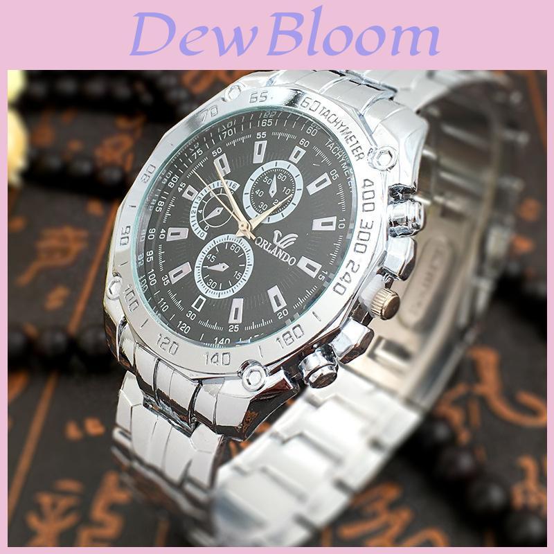Mens Fashion Steel Band Watch With Quartz Movement And Compass For Business Gift