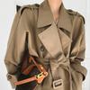 2025 Damen Khaki Midilanger Trenchcoat: Britischer Stil, Taillenformend, Lässige Eleganz.