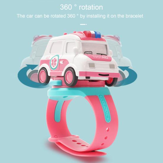 2-in-1 Mini Cartoon Car Analog Electronic Watch Ambulance City Truck Engineering Car Interactive Toy Lovely Children Mini Car Pull Back Toy