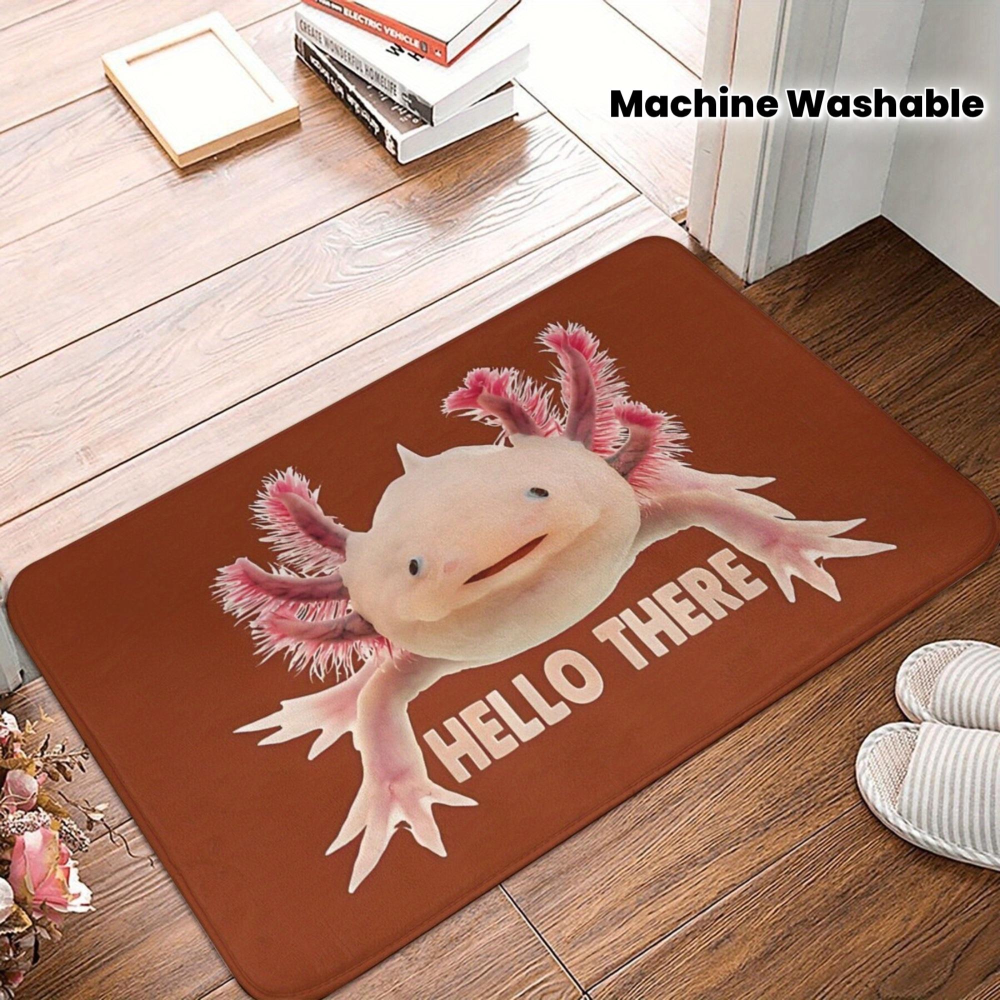 Cute Aztec Axolotl HELLO Welcome Doormat Non Slip Washable Entrance Floor Rug Pink Mexican Salamander Home Decor 1PC 40x60cm