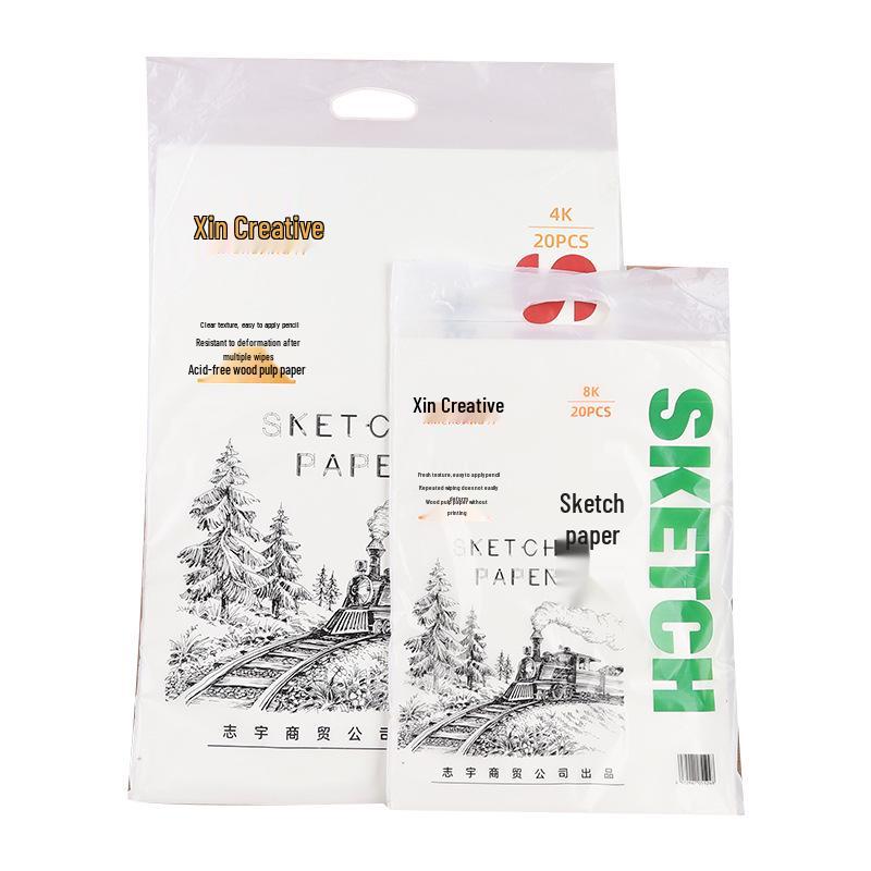8K All Wood Pulp Sketch Paper for Pencil, Gouache, and Watercolor - Ideal for Art Students