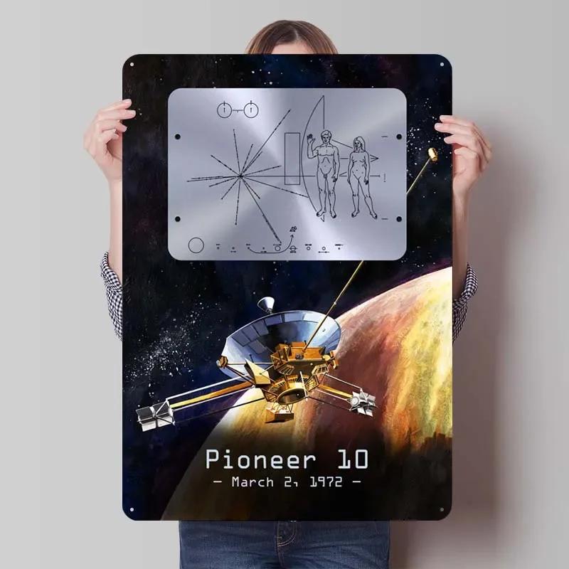 Voyager 1 Zlatá deska Kovové cedule Vesmírné plakáty Dekorace do domácnosti Plechový cedule Tabulka pro výzdobu nástěnného umění Dekorace herního pokoje