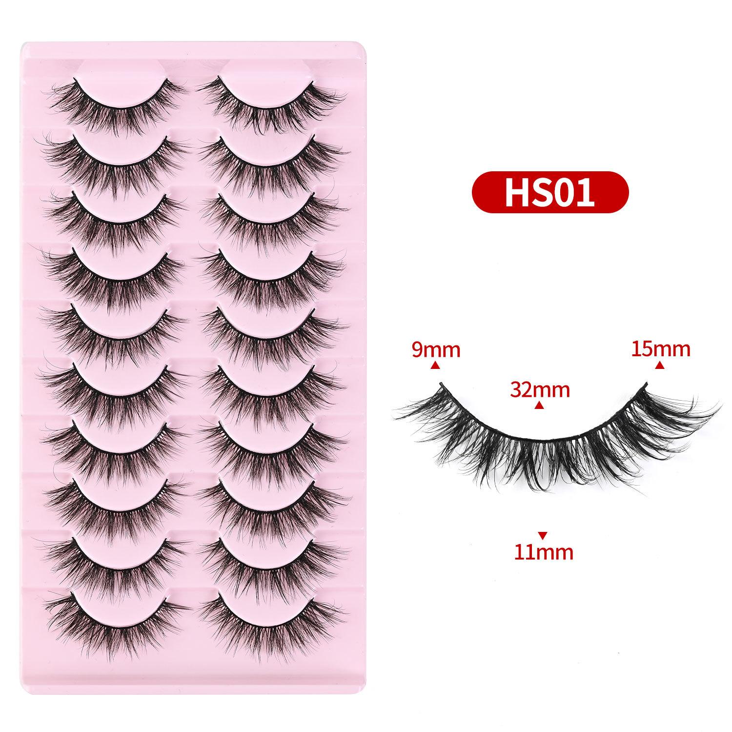 2026 Chemical Fiber False Eyelashes 10 Pairs of Natural Styles, Multiple Pairs of Self-grafted Eyelashes