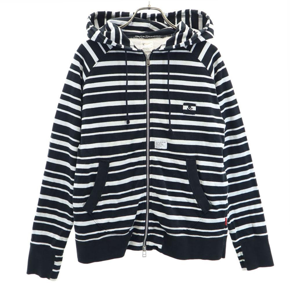 WTAPS made in Japan Border Pattern Long sleeve Zip hoodie S white x black Men's Used