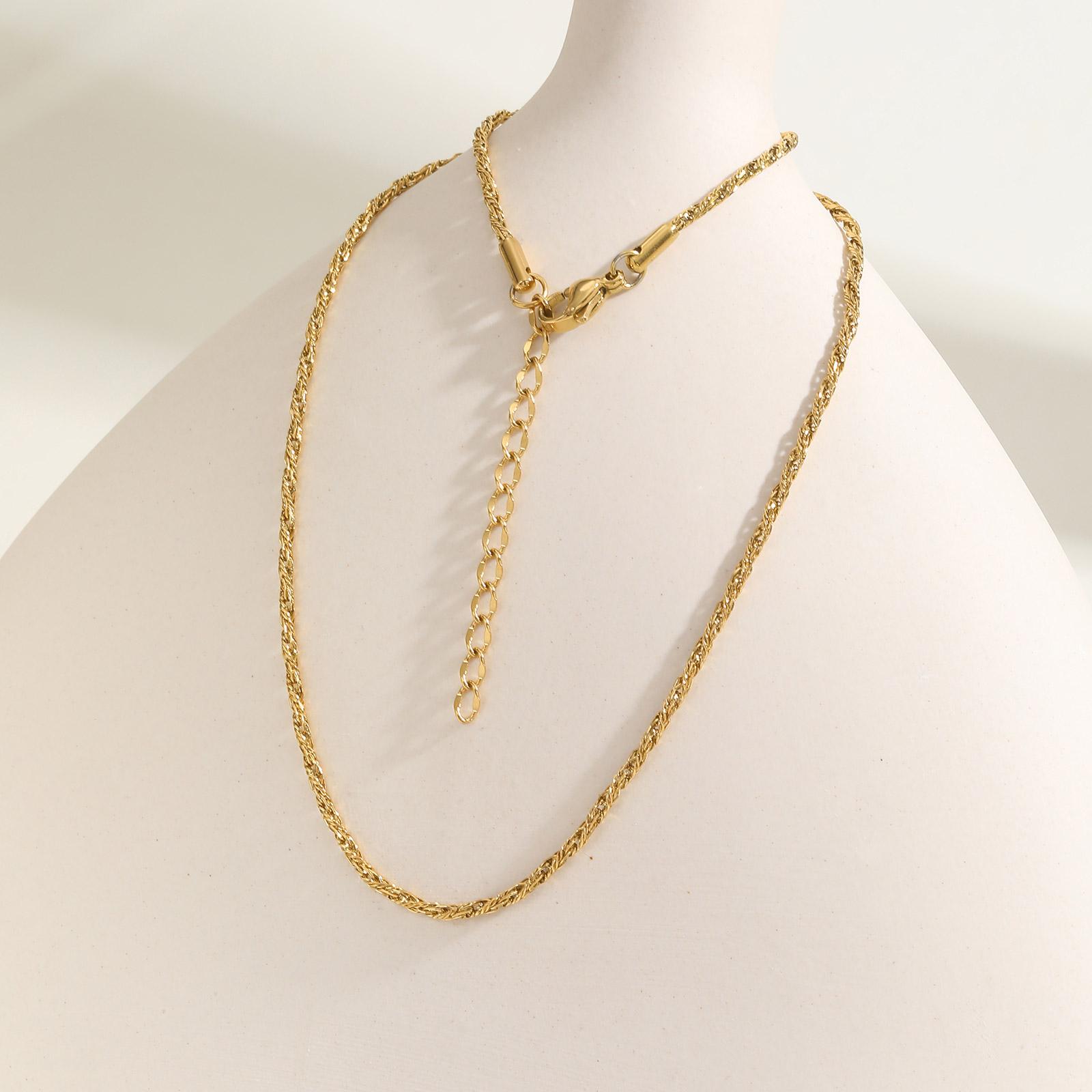 

Fashion Braided Chain Necklace for Women,Gold Color Stainless Steel Necklaces,Waterproof Jewelry Gift