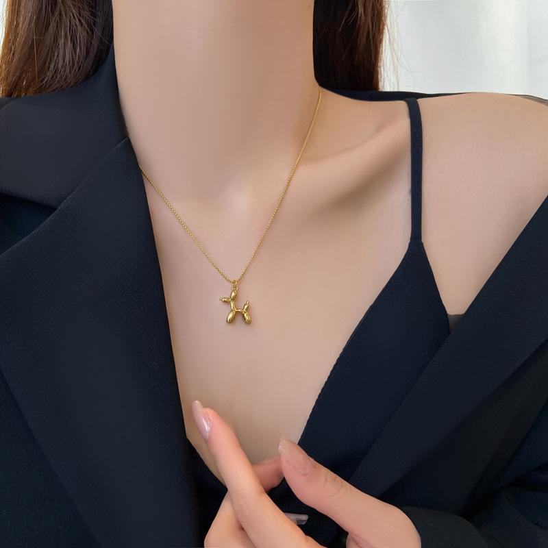 Silver Cute Animal Balloon Dog Necklaces Creative Pendant Clavicle Chain Necklace Ladies Girl Jewelry
