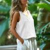 Damen Casual Ärmellose Tops Bequemes Sommeroberteil Mode V-Ausschnitt Spitze Top Atmungsaktiv Lockerer Schnitt Sommer Tanktops für den täglichen Gebrauch Urlaub Strand