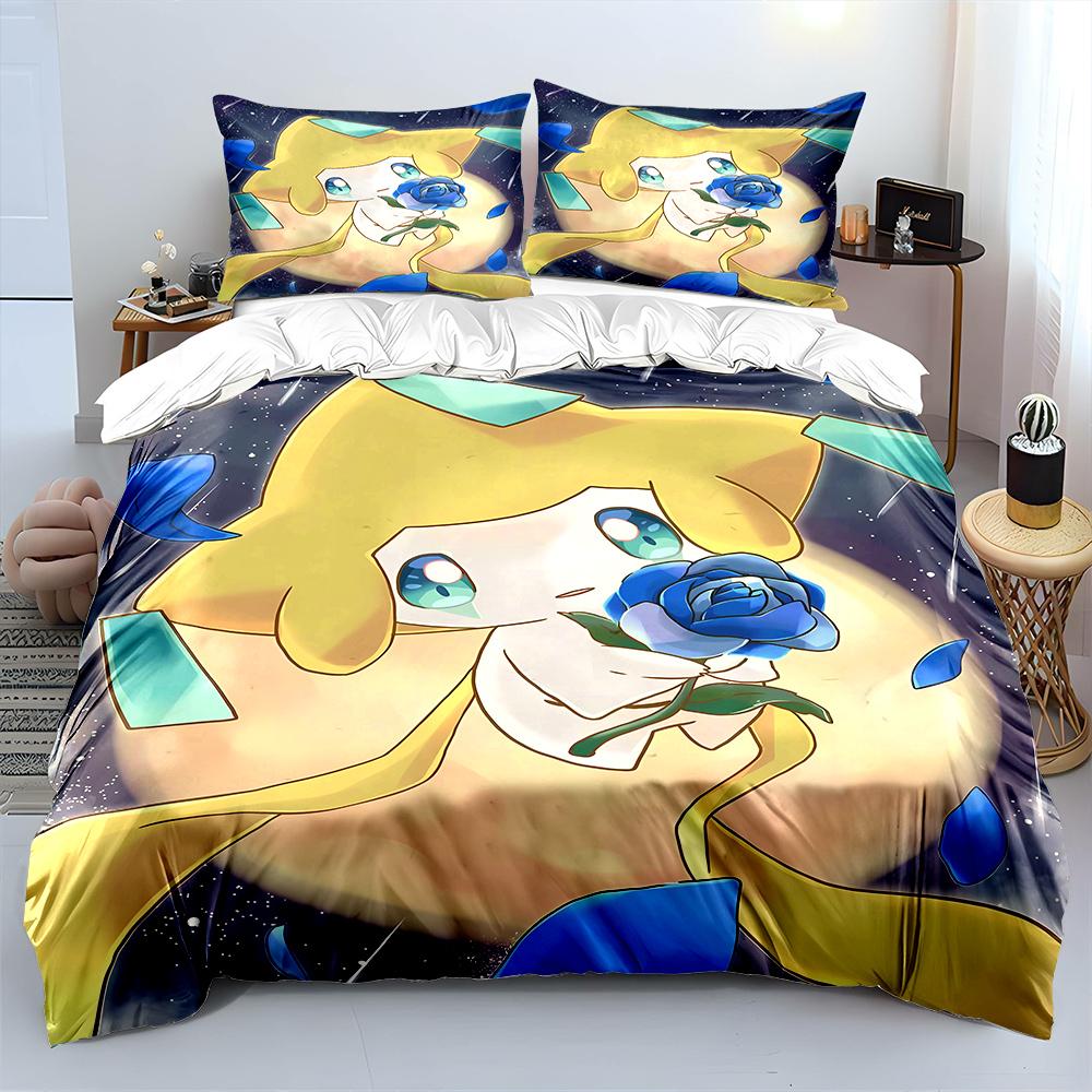 Pokemon Jirachi Printed Bedding Set 3PC 1 Duvet Cover 2 Pillowcases Adult and Children Warm Soft Bedding Set Luxury Gift