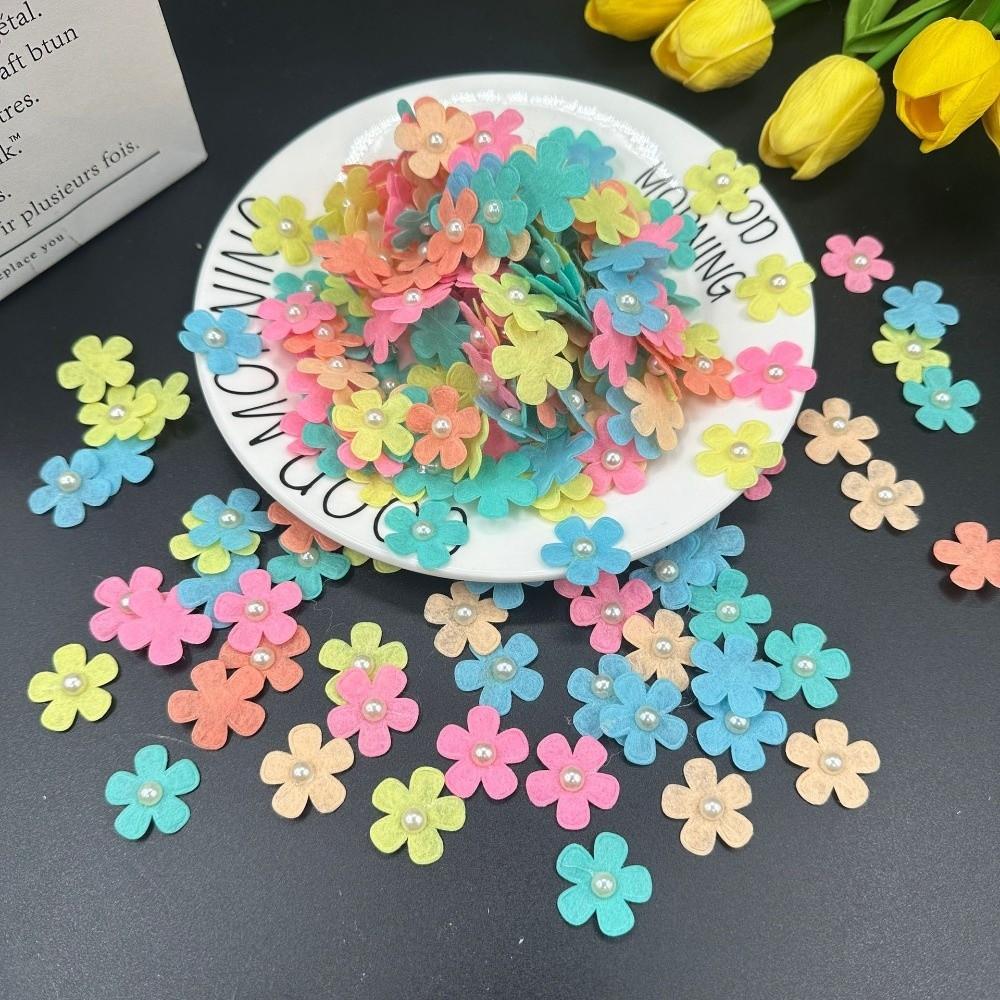 100pcs 2.5cm Flower Felt Fabric Patch Mixed Colors Felt Pads Felt Fabric Accessories  Scrapbooking