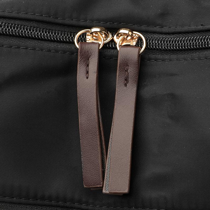 Lightweight Nylon Convertible Backpack with Front Flap Pocket Contrast Trim Dual Zipper Casual Daypack for Women Daily Travel
