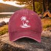 Coconut Tree Island Print Washed Baseball Cap Unisex Duckbill Cap for Golf Casual Outdoor Daily Wear