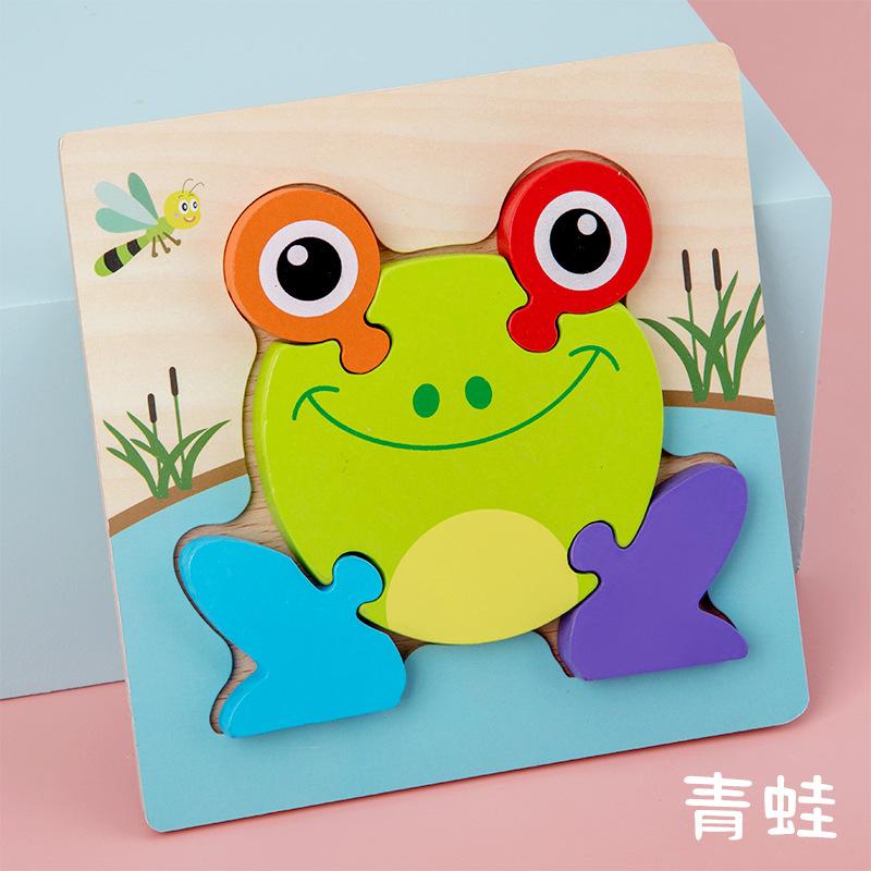 Wooden Simulation Cartoon Vehicle Animal Puzzle Early Childhood Education Building Block Children Baby Cognitive Three-Dimensional Puzzle