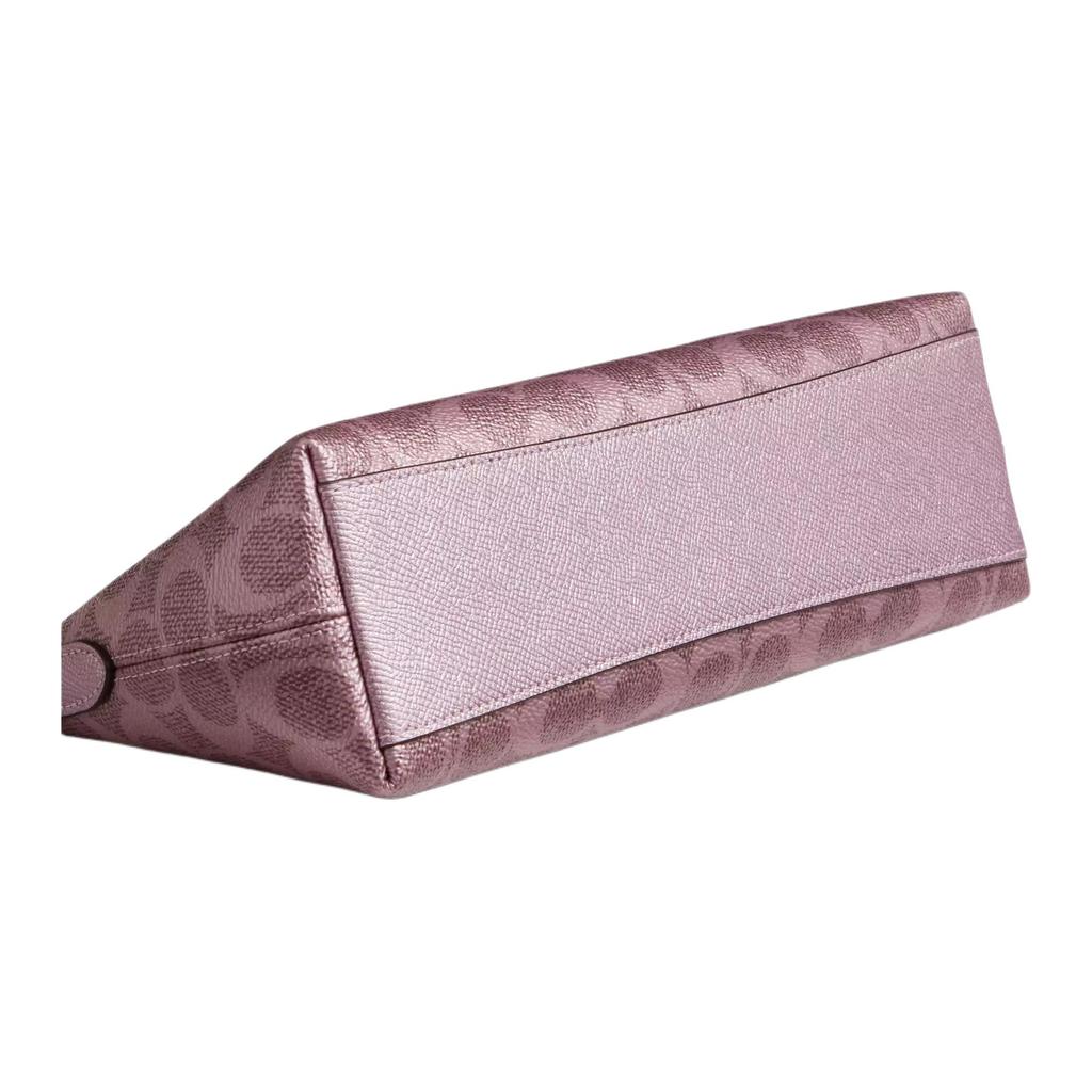 Coach Charlotte 25 Embossed Signature Coated Canvas Shoulder Bag Medium Women Shoulder Bag Pink CCL40-SVAKG