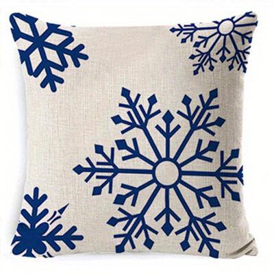 Home Decor Christmas Snowflake & Plaid Pattern Cushions Pattern Cushion Cover Suitable For Sofa Bedroom Car Pillow Cover