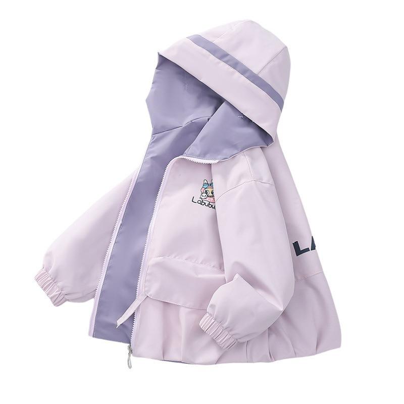 Girls Kids Reversible Hooded Windproof Waterproof Long Sleeve Casual Jacket