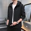 Giacca da uomo casual, comoda e ampia, di grandi dimensioni, con cappuccio, tinta unita, alla moda primavera e autunno