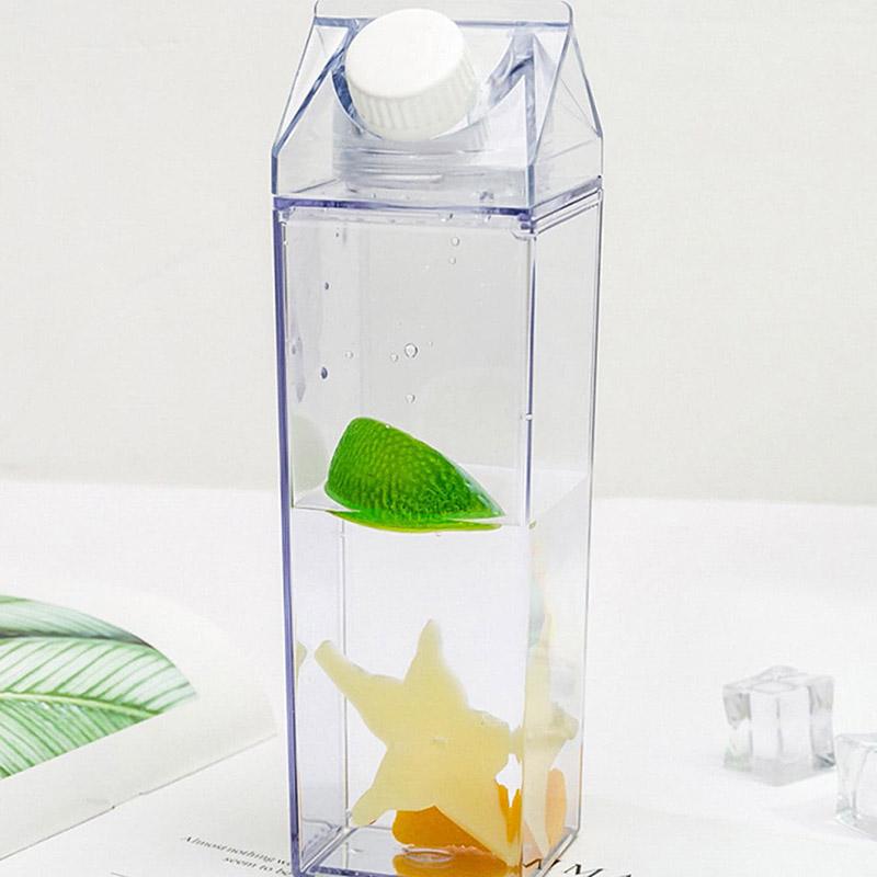 

1 шт./2 шт. Герметичная квадратная бутылка для молока с прозрачным рисунком - Портальный пластиковый стакан для сока для путешествий и домашнего использования 401-500ml