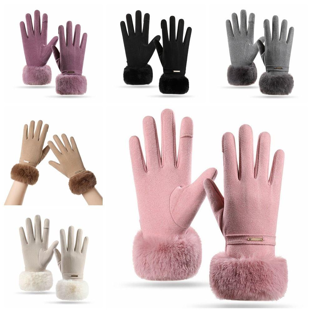 Velvet Winter Gloves Thick Women Mittens Skiing Plush Gloves  Outdoor