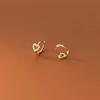 Sparkling Heart Stud Earrings Shiny Ear Buckle Sweet Rhinestone Hoop Earrings  Female