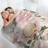 Vintage Botanical Blush Peony Flowers Pattern Throw Blanket Travel Size Cozy Blanket for Plane Train