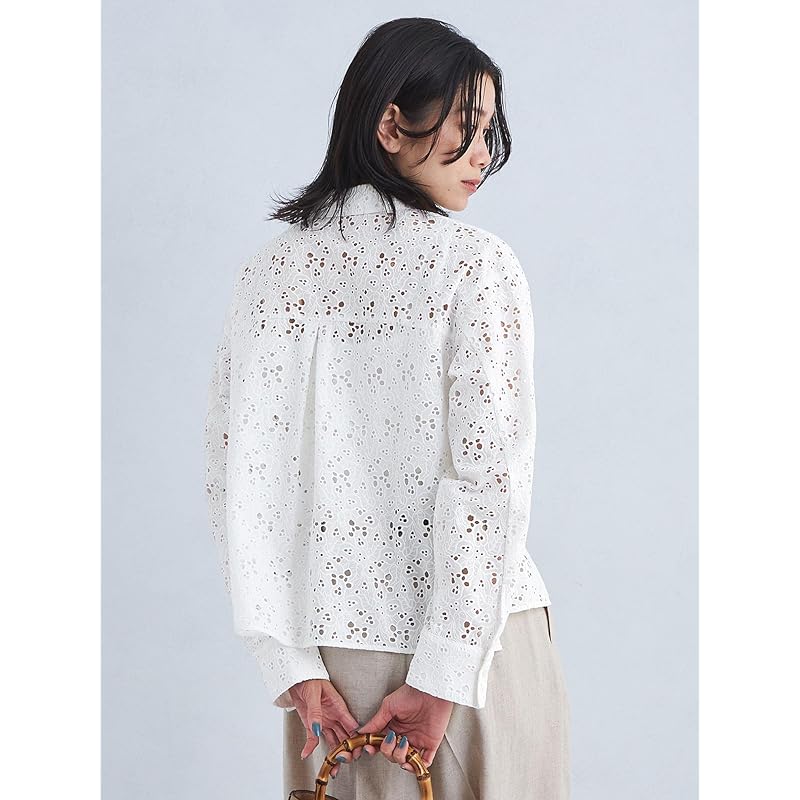 [United Arrows Green Label Relaxing] Cutwork Lace Shirt 35111991536 7900 NAVY(79) FREE