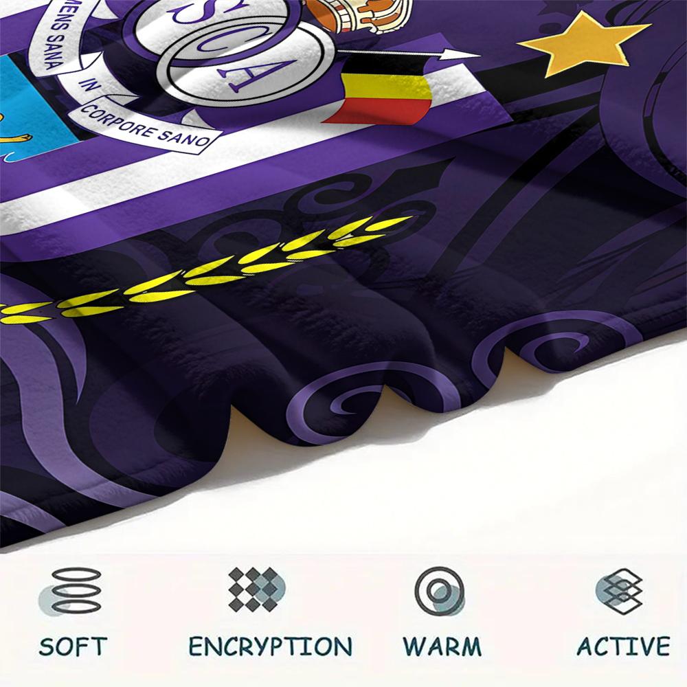 1 ks Flanelová deka s potiskem Royal Sporting Club Anderlecht, Vysoce kvalitní, Pro všechna roční období, Domácí dekorace, Teplo a pohodlí, Ideální jako vánoční dárky