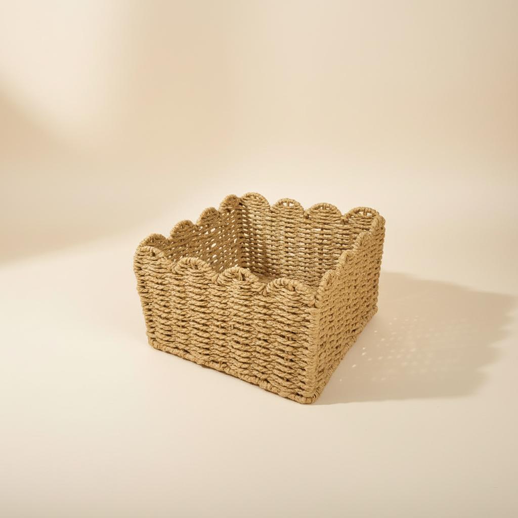 Wicker Storage Basket Paper Rope Material Large Capacity Home Organization