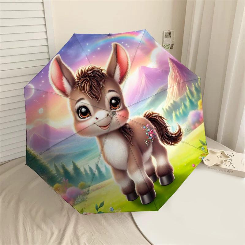 

1PC donkey rainbow Umbrella-8-Rib Reinforced, Automatic Open, Lightweight & Durable, Fashion Accessory for Outdoor-D334