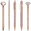 Rose Gold Kugelschreiber Set - Stilvolle Metallstifte mit Kristallakzenten - Perfekt für Studenten, Büro, Geschenke und Hochzeiten