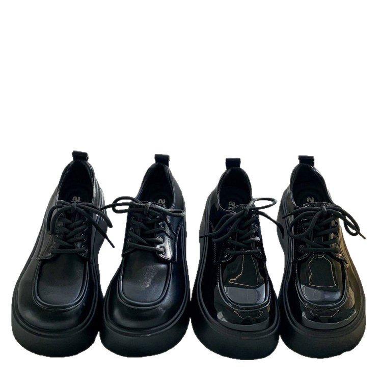 2025 Vår Dam Chunky Sula Mary Jane Läderskor - Retro Brittisk Plattformsstil