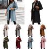Autumn Winter mid-length Solid Color Women Outerwear Lapel Woolen Coat