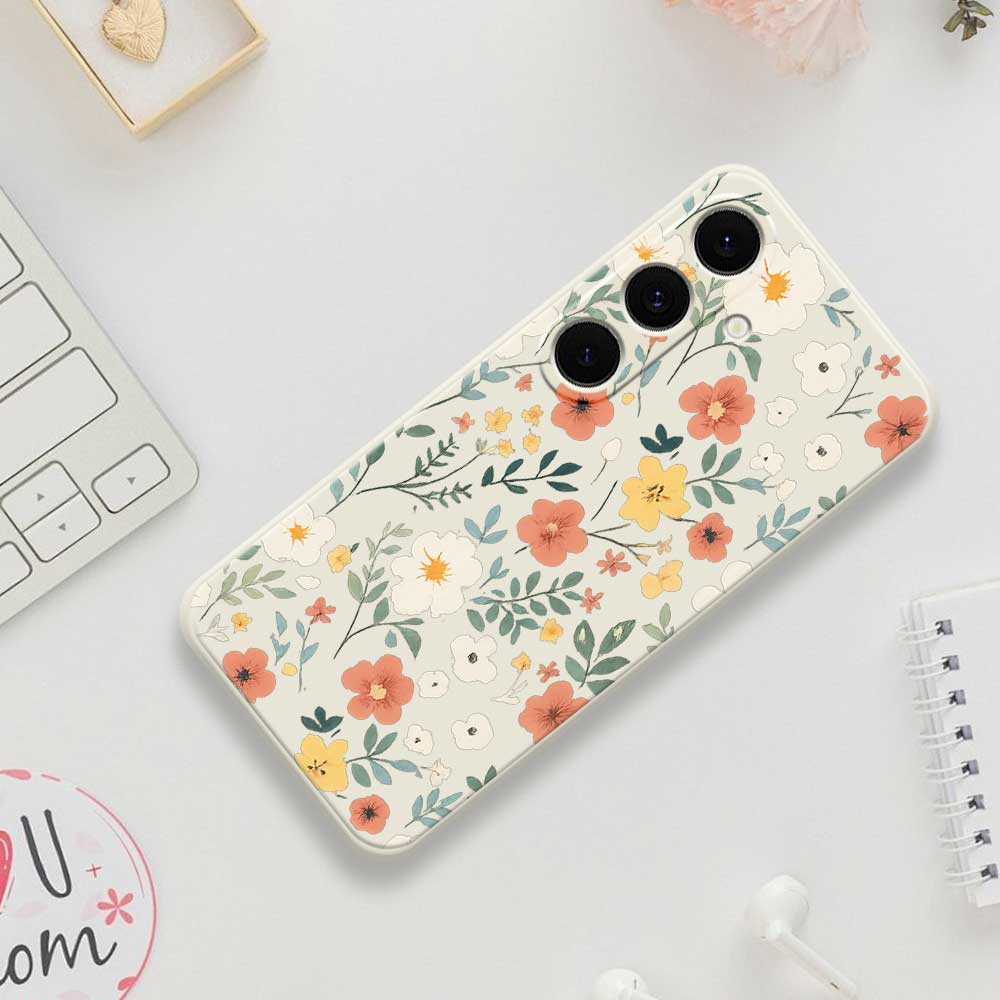 For Samsung Galaxy S25 FE Case Flower Garden Pattern Printing Straight Edge TPU Phone Back Cover