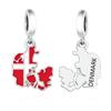 925 Silver Pan Charms Fit Original Bracelet Europe Greece Iceland France Italy Finland Flag Map Dangle Bead for Jewelry Making