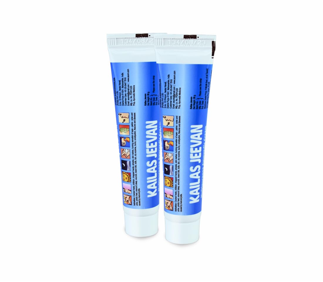 

Крем многоцелевой аюрведический Kailas Jeevan 20 г Упаковка из 2 штук для ухода за ногами, сухих потрескавшихся пяток и успокоения кожи