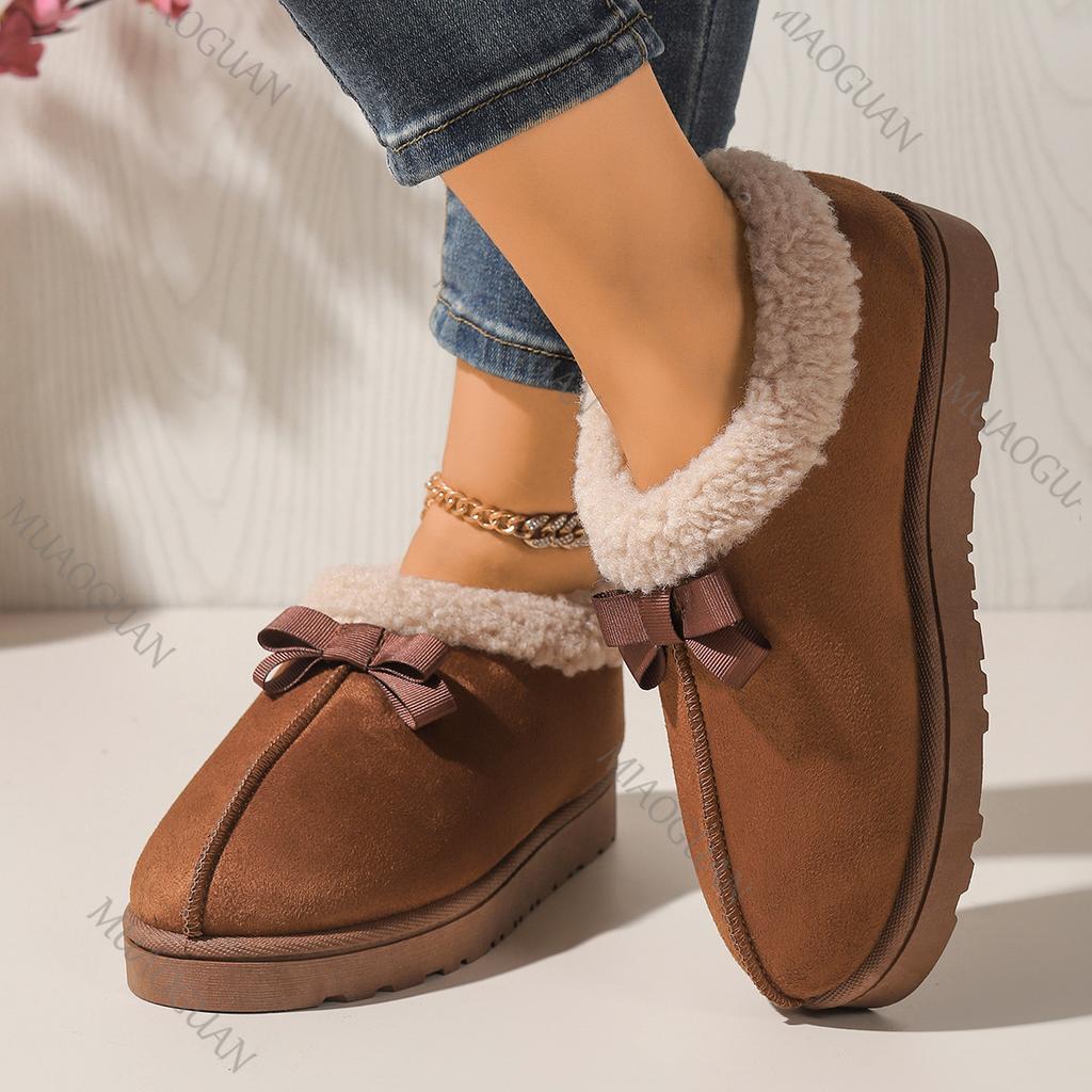 Fashion Flat Bottom Cotton Shoes for Women Winter Casual Slip On Snow Boots Solid Comfortable Padded Warm Female Outside Short Botines