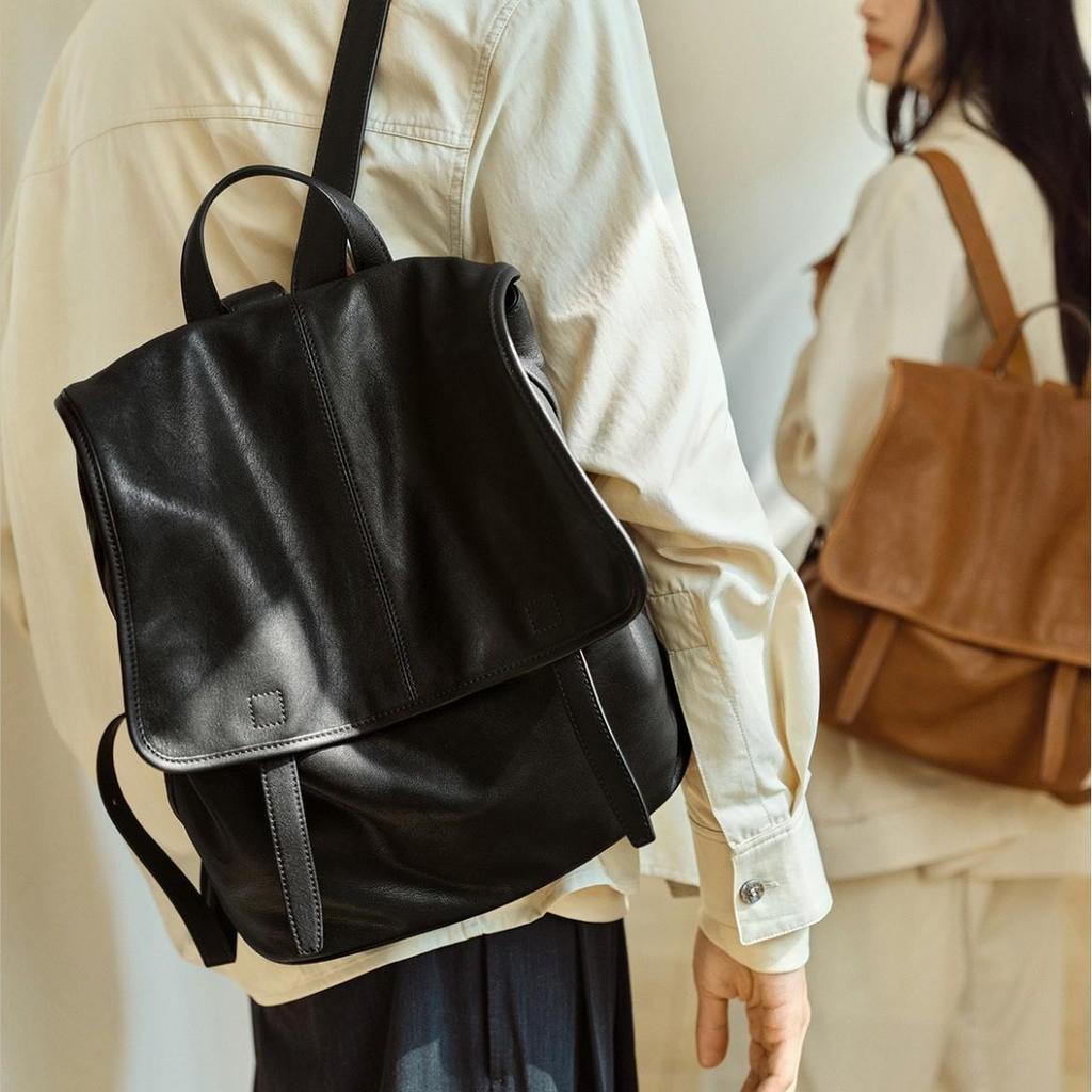 Plecak Qiu Zhen z pionowej skóry jagnięcej - Duża pojemność, Unisex, Codzienny, Styl do pracy