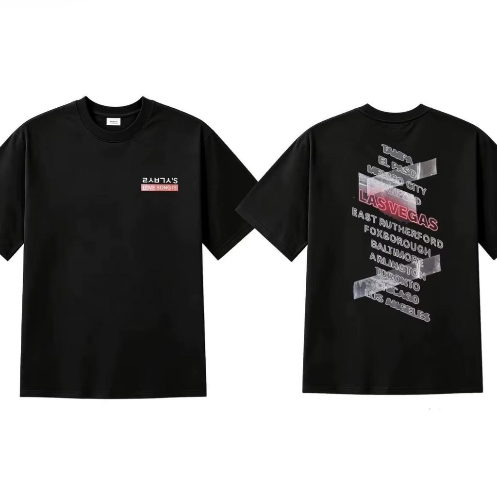 Kpop LOVE SONG IS LAS VEGAS Graphic Tshirt Cotton Short Sleeve Unisex Unisex Streetwear Agust D Arirang US Tour Tshirts Tshirt