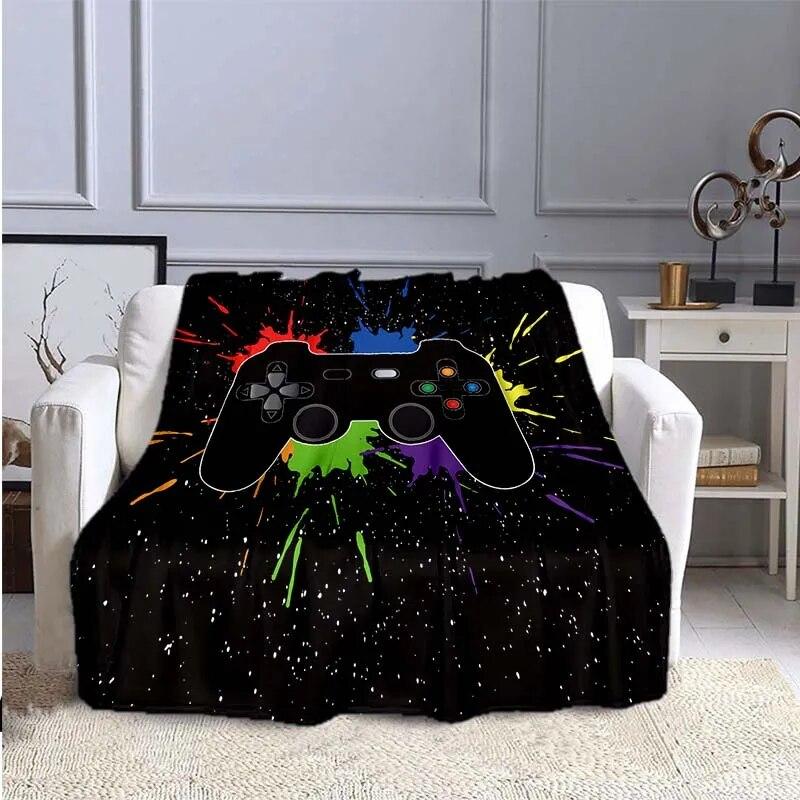 Game Controller Flannel Blanket for Couch Sofa Chair Room Decor Soft Warm Blanket Blankets for Beds Grinch Blanket