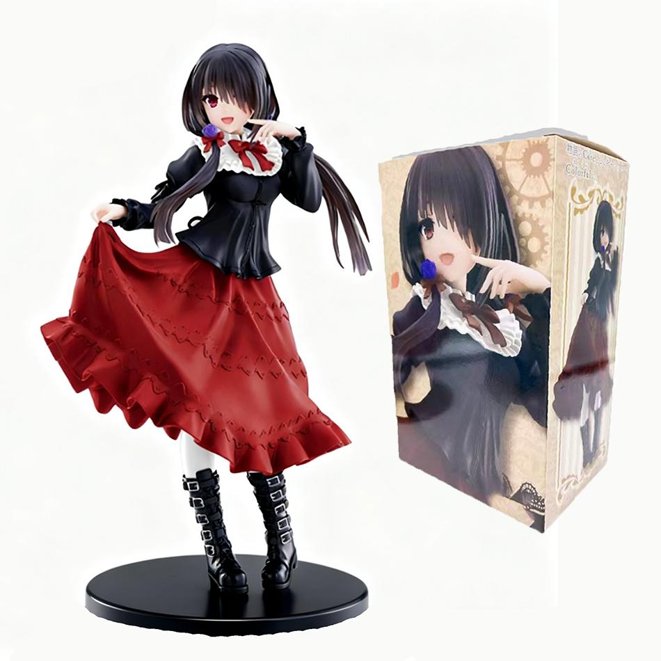 New DATE A LIVE Tokisaki Kurumi Anime Figure Cute Girl Model Toy PVC Black Dress Dress Up Standing Model Car Model Ornaments Toy