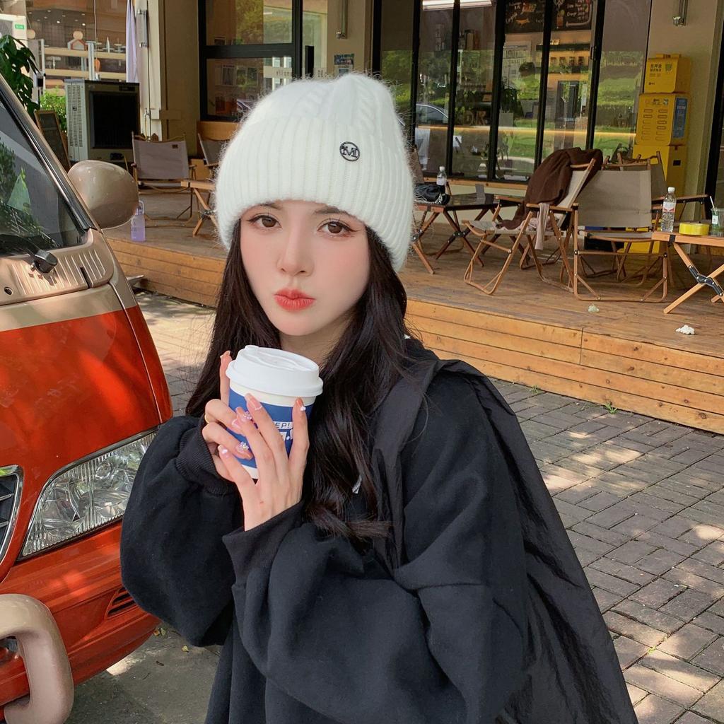 Big head circumference pullover hat Winter twist thread hat Knitted hat Fleece thickened warm fashionable versatile ear protector Cold hat