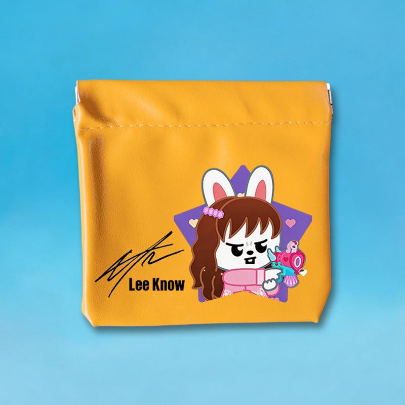 Stray Kids PU Leather Coin Purse Cute Cartoon Digital Storage Bag Portable Earphone Cable Lipstick Organizer Pouch Gift