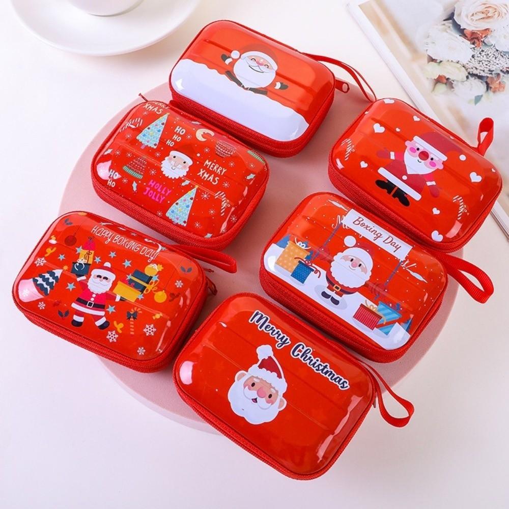 New Cartoon Christmas Coin Purse Tin Box Snowman Phone Keychain Pendant Santa Claus Cartoon Storage Box Christmas
