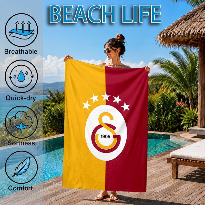 Galatasaray Football Club Emblem Beach Towel, Quick-drying, Easy to Care for, Suitable for Both Fitness and Beach Vacations,Sports Essential