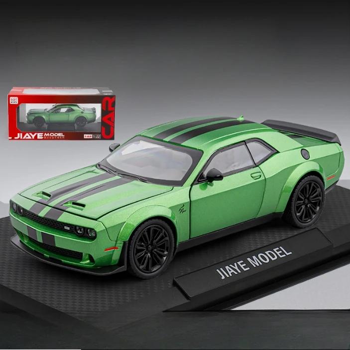1:24 Dodge Challenger SRT Hellcat Alloy Car Model Diecasts Metal Sports Car Vehicles Model Simulation Sound Light Kids Toys Gift