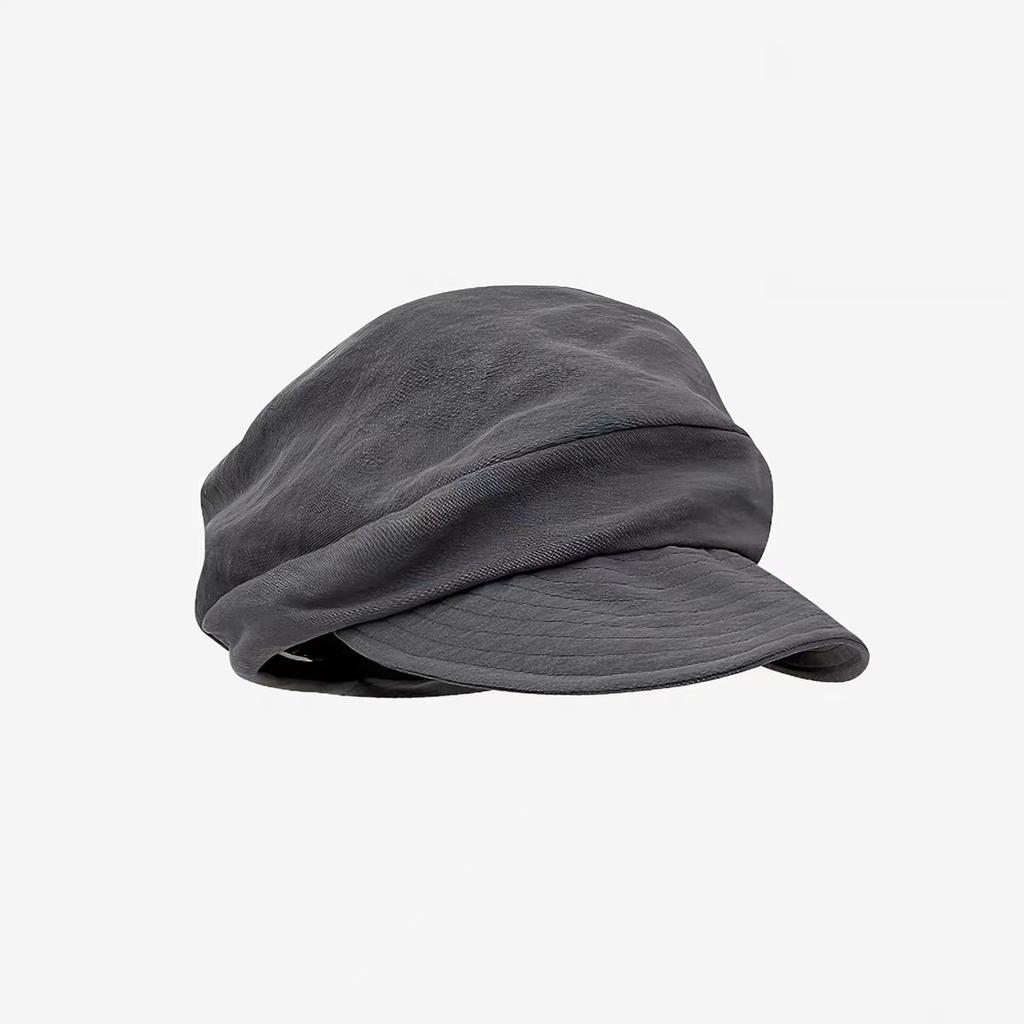 Retro Yamamoto style thin breathable washed linen pleated design octagonal hat temperament show face small equestrian hat