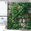 Green Leaf Wall Climbing Plant Shower Curtain Spring Summer Rustic Green Vine Nature Bathroom Decoration Polyester Waterproof
