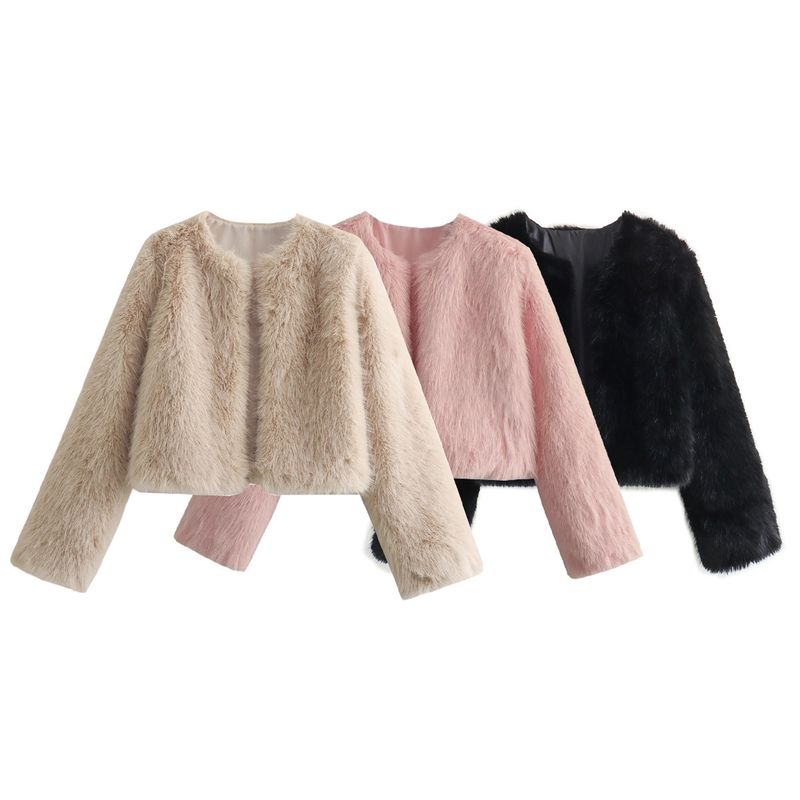 Kaslead New Arrival Women's Clothing Fashion Style Stylish Simple and Versatile Artificial Fur Short Outwear