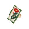 Ethnic Style Enamel Flower Ring French Glazed Ring Luxury Vintage Ring  Women