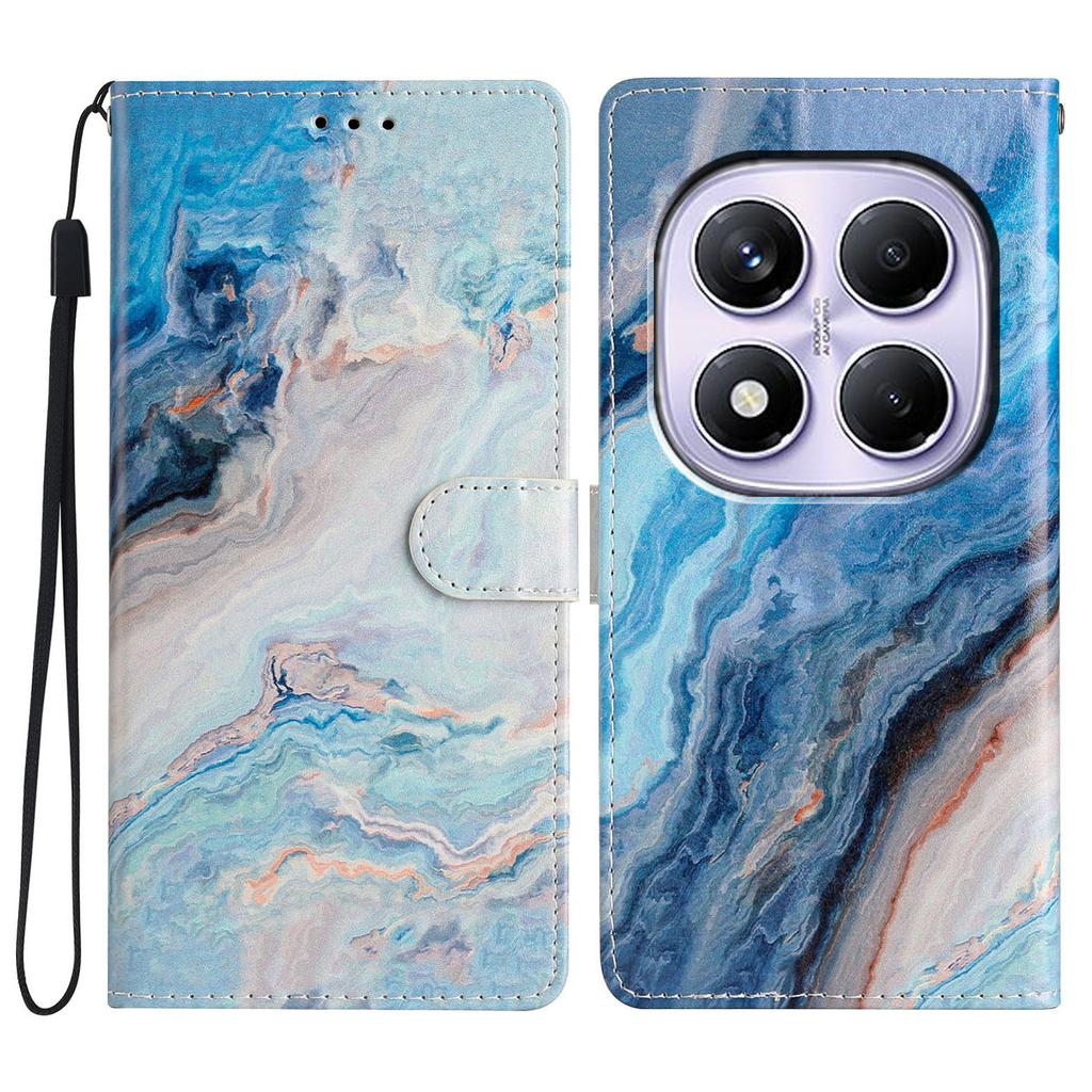 Dla Xiaomi Redmi Note 14 Pro 4G Etui Portfelowe PU Skóra Wzór Nadruk Podstawka Pokrowiec na Telefon ze Smyczą
